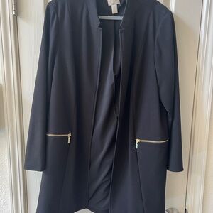 Chico's Black Blazer with Gold Zipper Details